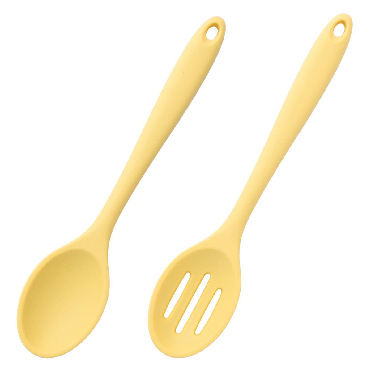 

2 шт. силиконовая ложка столовая посуда набор интегрированная суповая ложка салатная ложка набор термостойкая кухонная утварь для приготовления пищи жёлтый