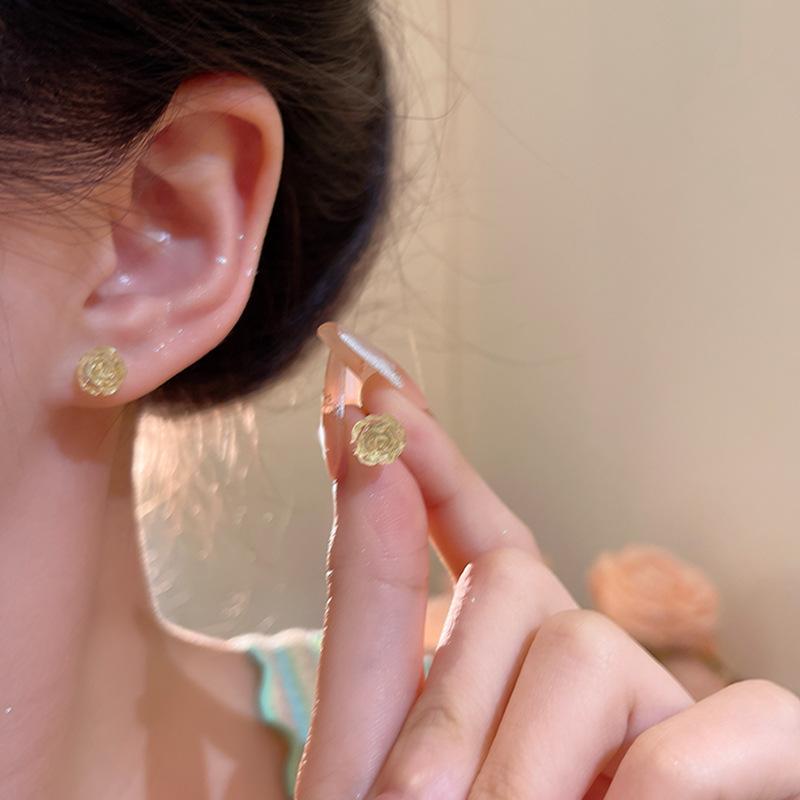 Vacation Style Dopamine Flower Earrings Women's Summer Sweet Temperament Versatile High-end Stud Earrings 925 Silver Needle Earrings
