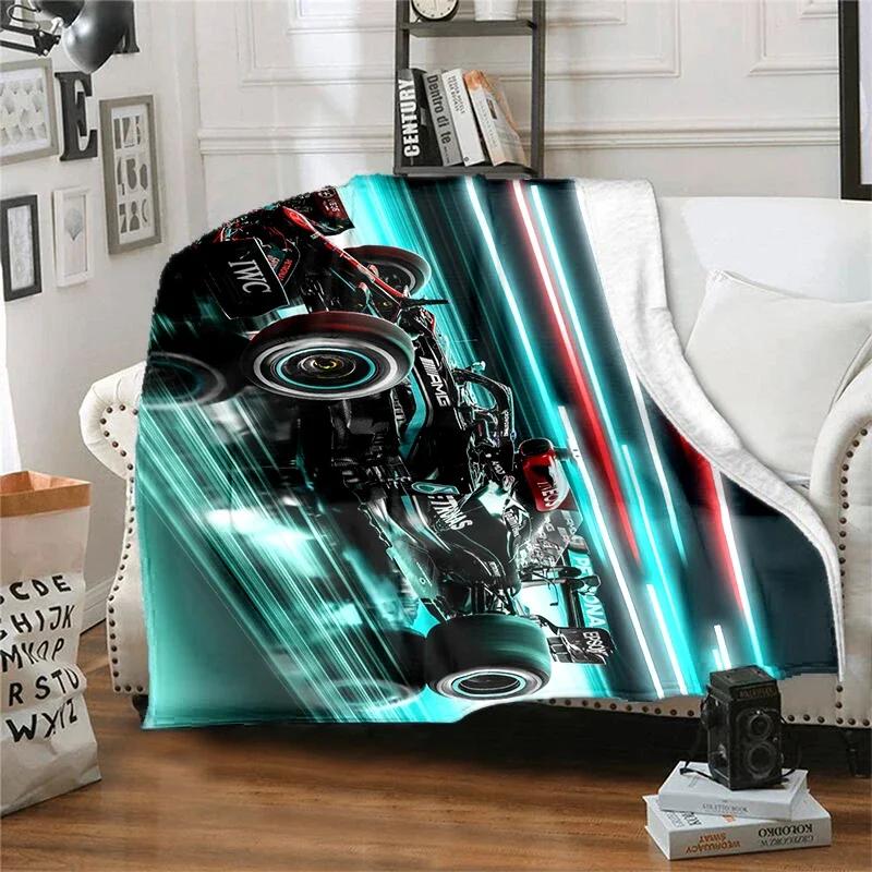 Flannel Blanket for Children F1 Sports Car Racing Car Famous Racing Blankets Soft Comfortable Home Travel Blanket High Quality