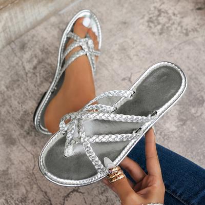 Fashion 2024 New Cross-tied Women Weave Slippers Peep Toe Flip-flop Flat Shoe Woman Casual Slides Ladies Summer Sandals Shallow Low Heel