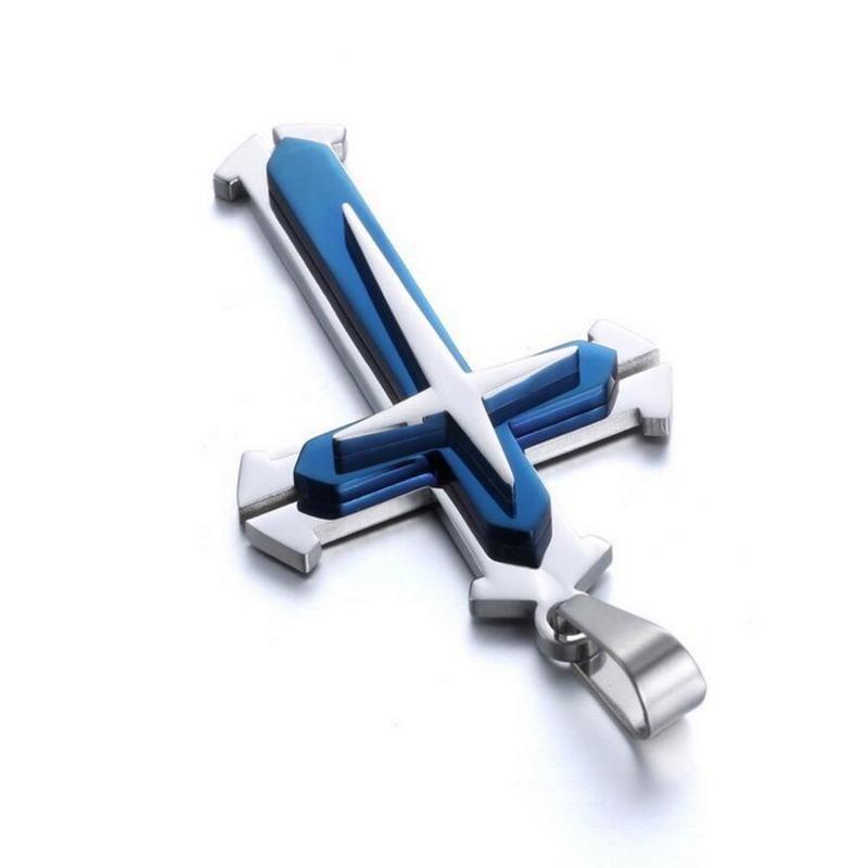 Colier cu pandantiv cu cruce de metal pentru bărbați, bijuterii, cu model de cruce, colier cu pandantiv cu cruce de Isus din oțel inoxidabil