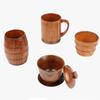 Jujube Wooden Handmade Water Coffee Mug Cup Tea Beer Juice Milk Mugs Drink Cups With Handle Coffee Beer Mug Retro Gift
