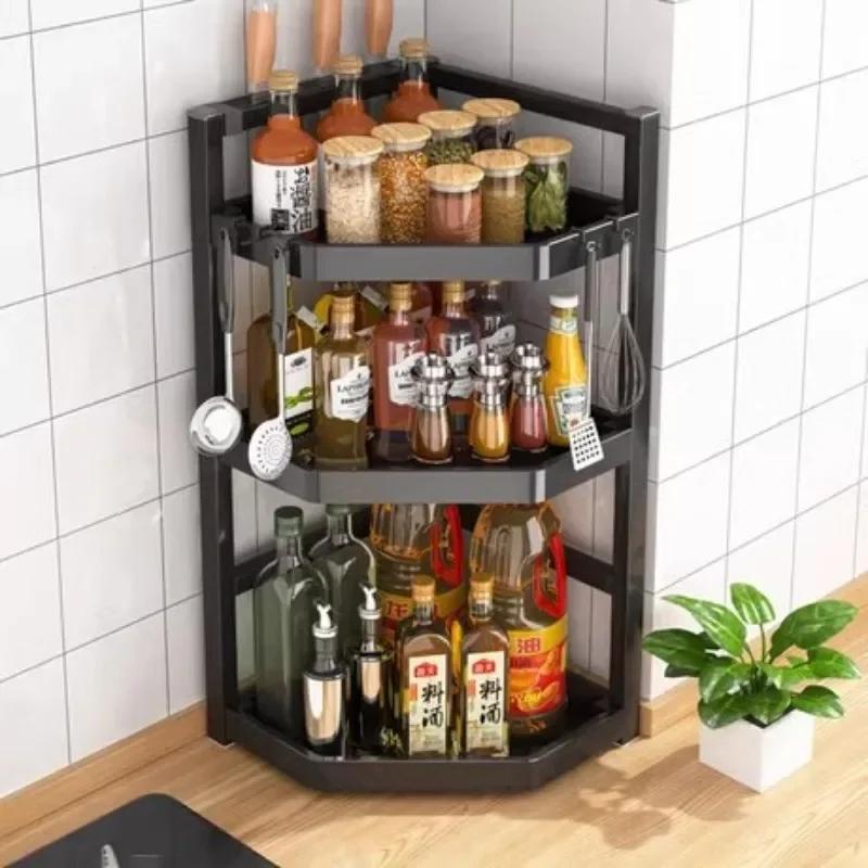 Punch-Free Multi-Layer Stainless Steel Spice Rack - Corner Triangle Shelf for Kitchen Storage