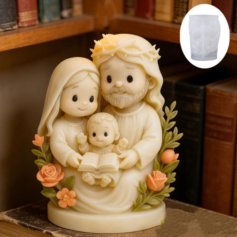 Virgin Holy Family Candle Making Silicone Mould For Religious Crafts And Home Decoration