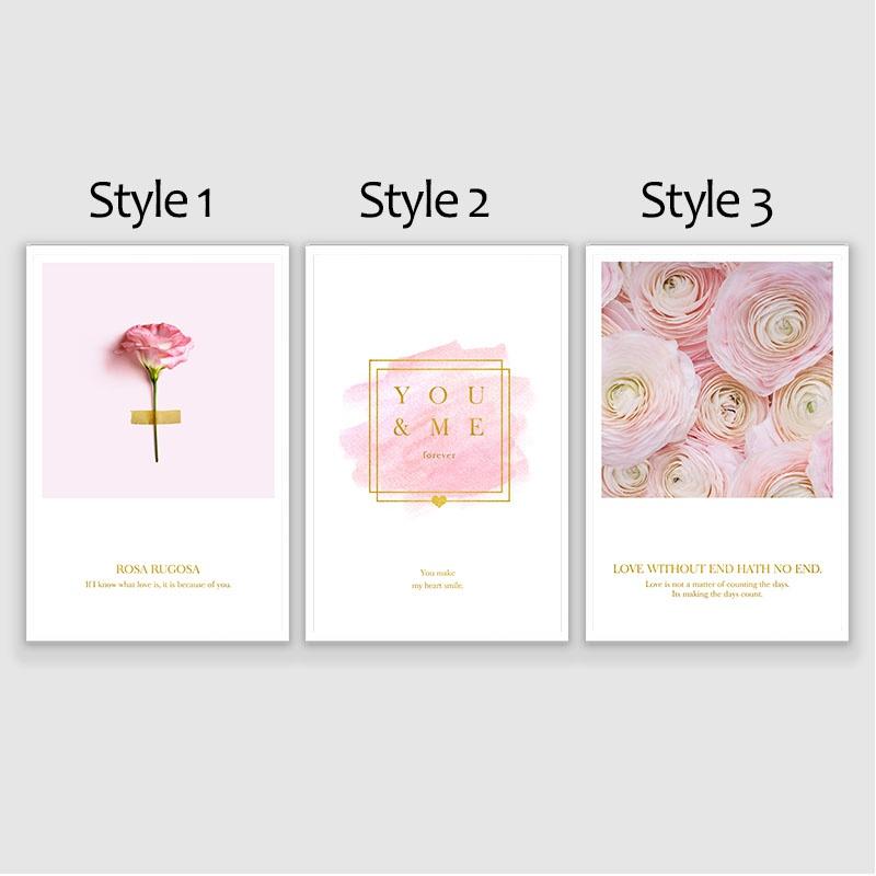 Nordic Pink Flowers Scandinavian Mural Modern Home Decor Living Room Decor