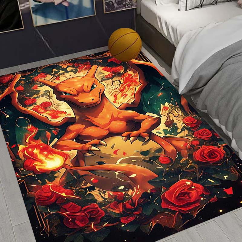 Charizard Charmander Pokemon Living Room Non-Slip Area Rug Soft Carpet for Bedroom Kids Playroom Sofa,Home Decor Doormat Gift-22