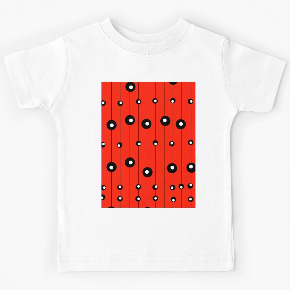 Hand Drawn Red Stripes And Polka Dots Kids T-Shirt 130