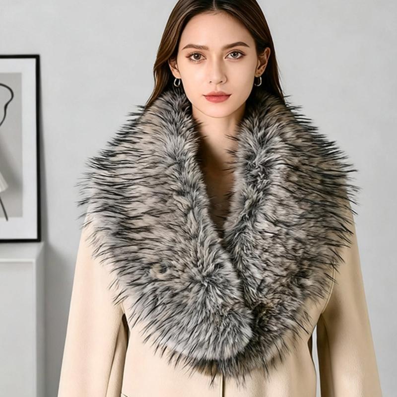 Soft Collar Winter Scarf Warm Plush Shawl For Women Men Lightweight Polyester Cold Weather Accessory