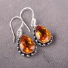 Natural Citrine Gemstone 925 Sterling Silver Handmade Women's Earrings1.41" Gift EE-97-1