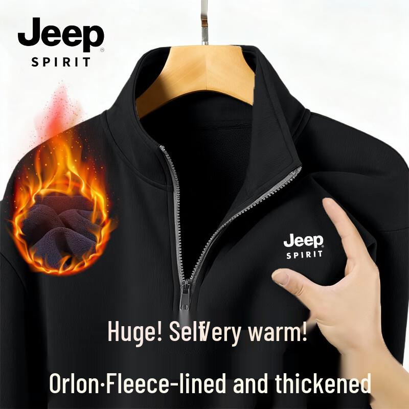 JEEP SPIRIT Men s Winter Fleece Stand-Collar Sweatshirt L