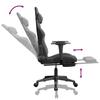 Gaming Chair with Massage & Footrest Black & Gray Faux Leather