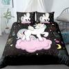 Cartoon Unicorn Duvet Cover Set With Pillowcase Queen King Size 2 3 Pcs Bedding For Kids Adults Polyester