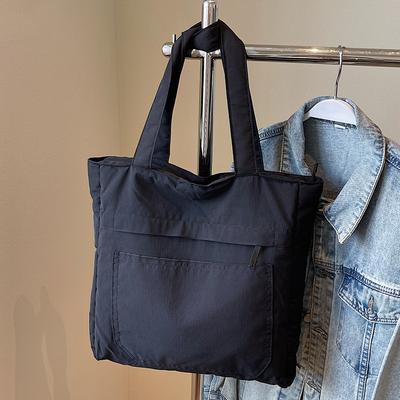 Large Capacity Tote Bag Nylon Fabric Bag Commuter Shoulder Bag Student Class Tote Ultralight Fabric Bag