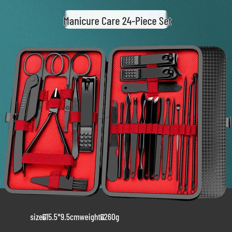 Spot Black 24-Piece Stainless Steel Nail Clipper & Pedicure Set