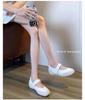 Cowhide Version~ Inner Height Increase 3-6cm Mary Jane Single Shoes 2025 Spring New Shallow Mouth Single Shoes Velcro Ballet