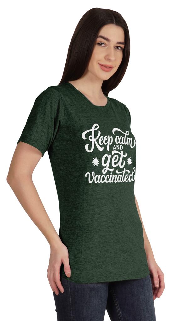 Inkmeso Keep Calm And Get Vaccinated Funny Pro Vaccine Crew Neck T-shirt For