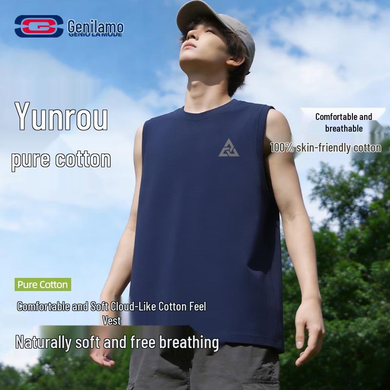 GENIOLAMODE Men s Cotton Wide Shoulder Tank Top 3XL