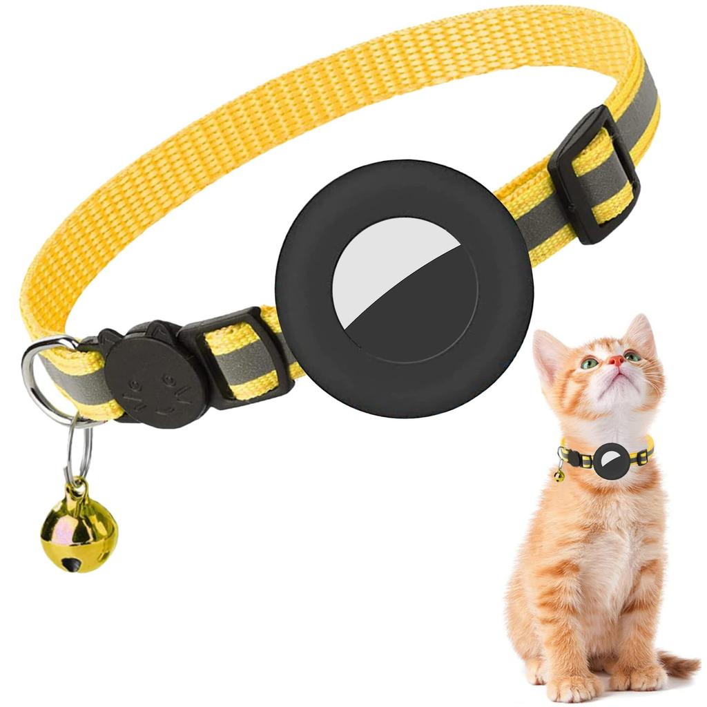 Airtag Cat Collar with Bell Reflective Anti-loss Silicone Protective Cover Small Neck Ring Cat Anti-loss