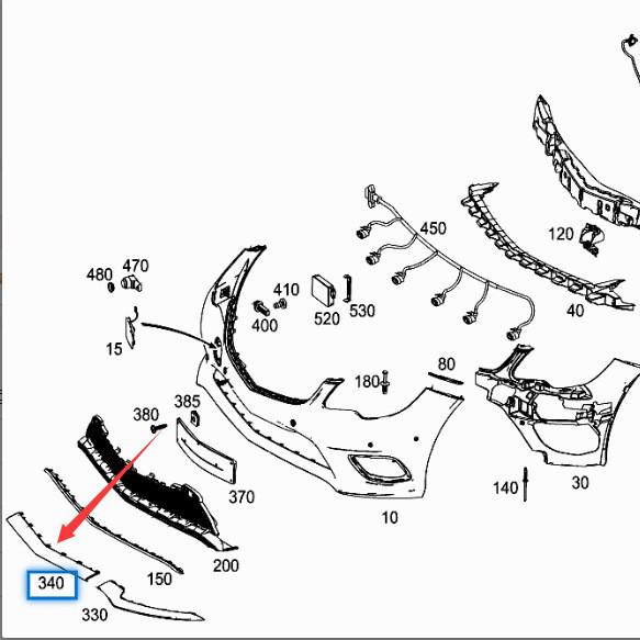 Black Front Bumper Trim for Mercedes-Benz E-Class Coupe (2078850300)