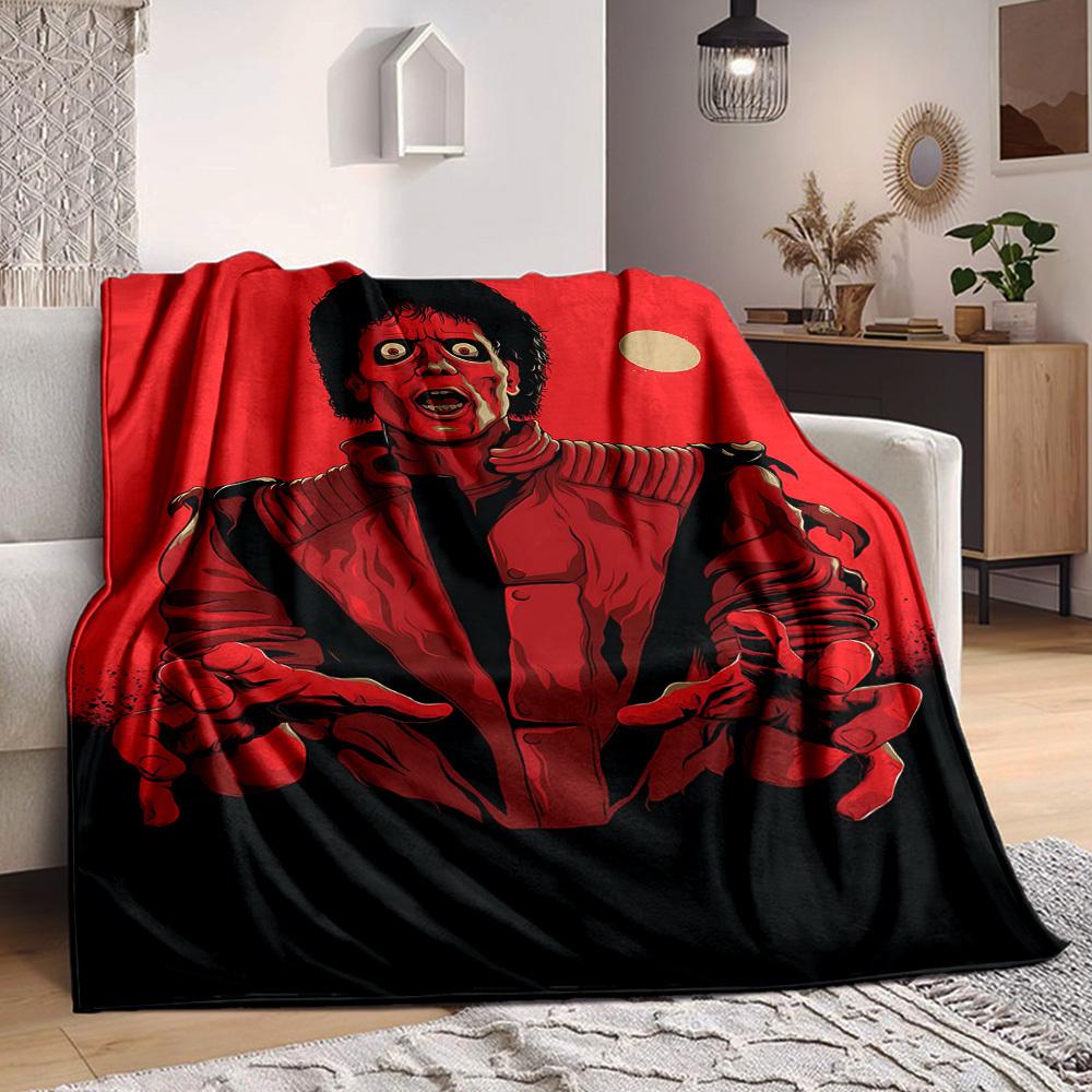 1pc Thriller, Red Jacket Blanket Lightweight Flannel Blanket Throw Blanket For Sofa, Bed, Travel, Camping, Livingroom, Office, Couch