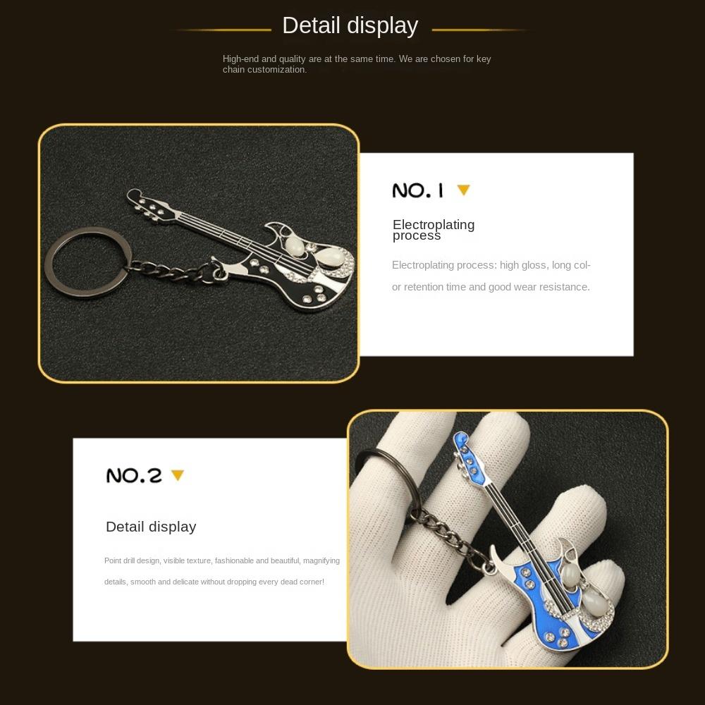 Y2k Y2k Guitar Keyring Mini Spot Drill Guitar Keychain Cool Guitar Keychain  Bag Decor