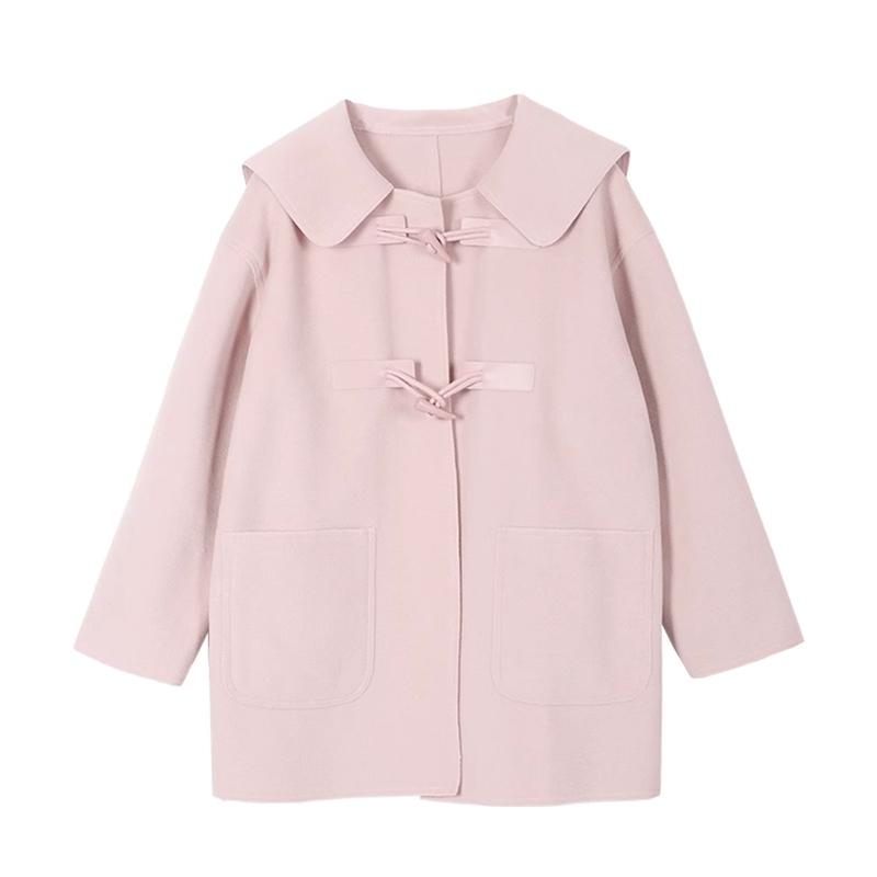 Maslan Solid Color Fashion Doll Collar Coat