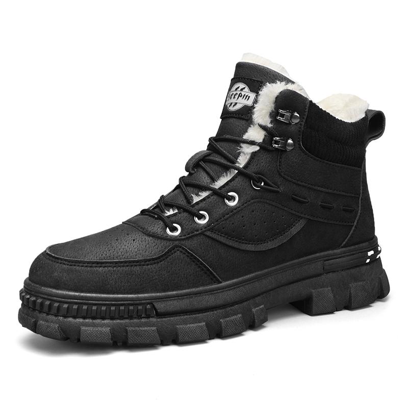 Мягкие мужские походные ботинки модные кожаные мужские кроссовки уличные противоскользящие мужские ботинки Martin увеличивающие рост прогулочная обувь 2024 39 чёрный 4698₽