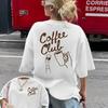 Plus Size Summer Womens Retro Coffee Print TShirt Cotton Breathable Stylish Versatile Street Style Oversized