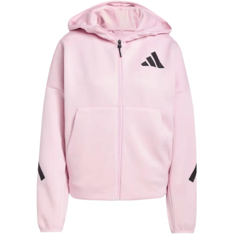 Adidas Originals Retro Classic Soft Plush Lined Loose Casual Long Sleeve Hoodie Women Light Pink JC5393 M