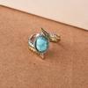 WOSIKATE Vintage Turquoise Feather Ring For Women   CopperSeparate Color Gold Plated Party Ring Fashion Jewelry