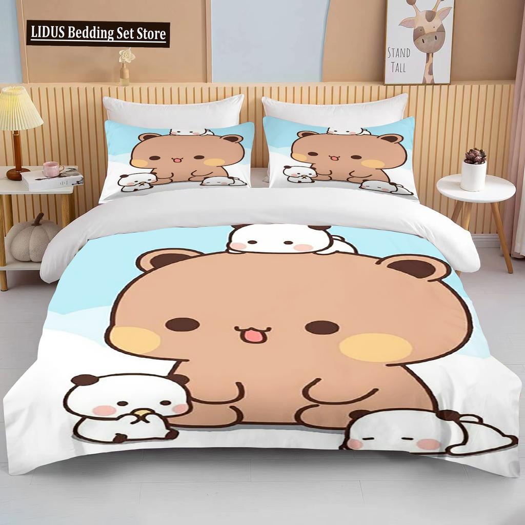 Bubu Dudu Cartoon Cute Bear Kawaii Christmas Gift King Twin Double Boys Bedding Set Microfiber Or Polyester Duvet Cover Set