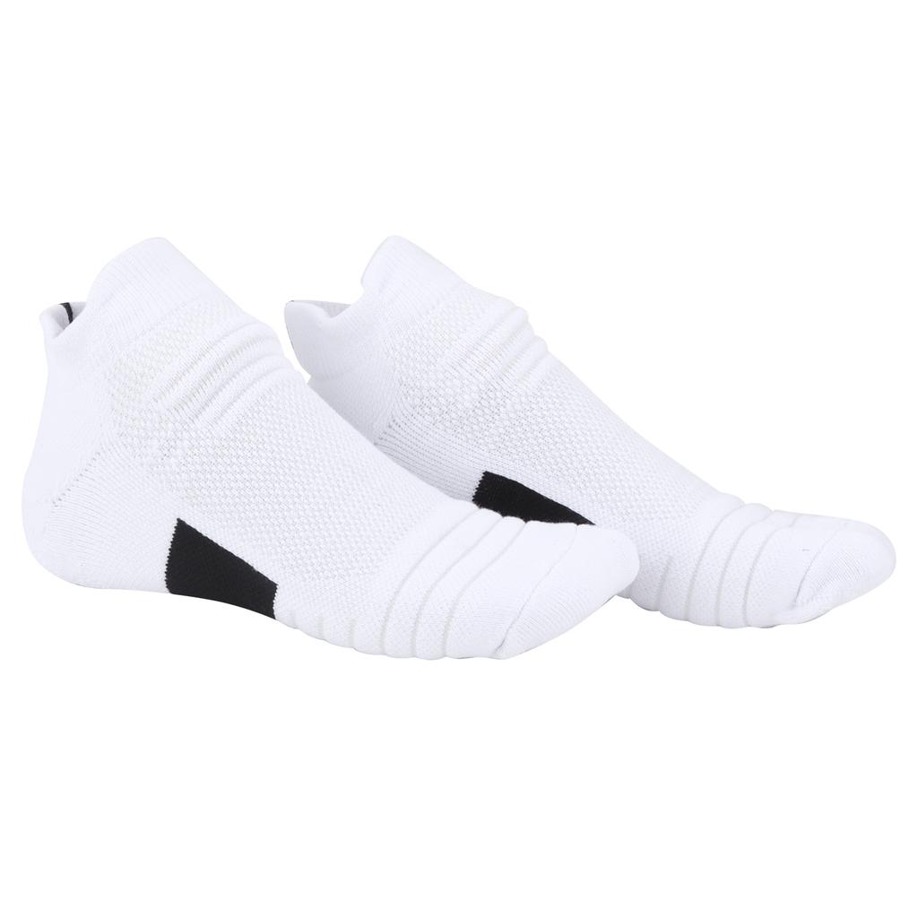 Kammad bomull Sport Basketboll Andningsbara Förtjockade Löpning Stötdämpande Strumpor(Vit Svart )