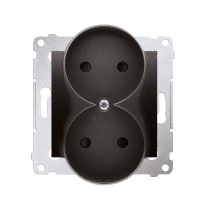 Double Socket Without Grounding, Contact Cover, Anthracite Simon54