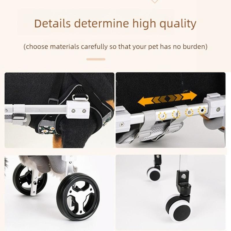 4 Wheels Dog Wheelchair for Pets Training Hindlimb Wheelchairs Upgraded Retractable Cat Hindleg Assist Car Paralyzed Driving Aid