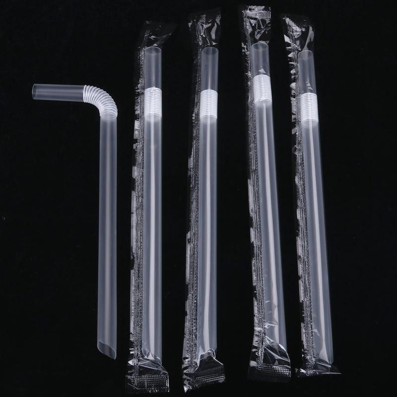 Disposable Bent Straw Milk Tea Drinking Straw With Sharp Tip For Takeout And Coffee