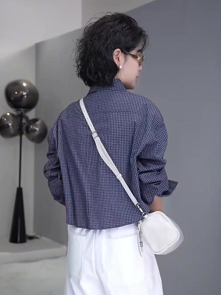2025 Spring Petite Irregular Plaid Shirt - Women's Fashionable Niche Design