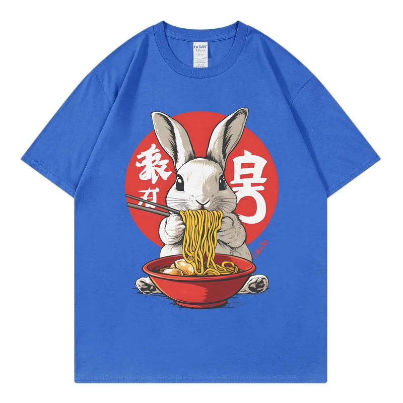 Zajíc Ramen Vtipná grafická trička Harajuku Japonský styl Tričko s krátkým rukávem Pánské Dámské Oblečení Móda Y2k Nadrozměrná trička
