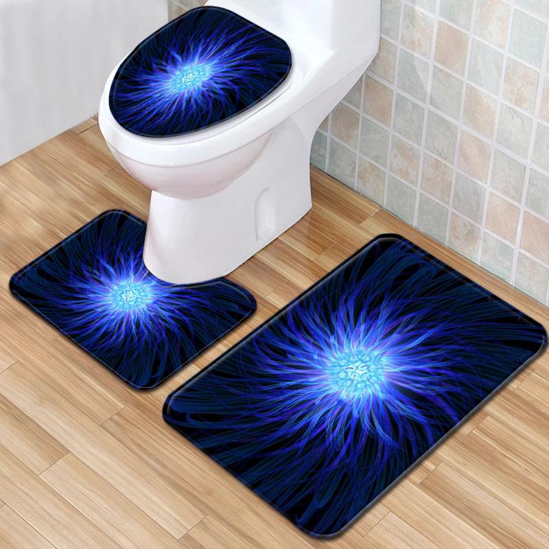Cool Pattern Bathroom Floor Mat Toilet Three-Piece Set
