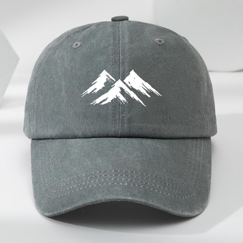 

Interesting baseball cap, mountain print, outdoor men s casual sports, breathable duckbill cap, washed retro sun hat Adjustable серый
