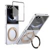 Metal Ring Stand Magetic Case for Samsung Galaxy Z Flip 8 7 6 5 4 with 360 Swivel Bracket Clear Cover Clear Glass Screen Protector