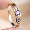 Multicolor Zircon Small Round Stone Hollow Rings For Women Vintage Gold Color Engagement Ring Wedding Jewelry Mother's Day Gifts
