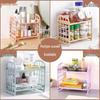 Double Layer Storage Rack for Desktop, Kitchen, Bedroom, Bathroom, and Office - Cosmetic Organizer Shelf.
