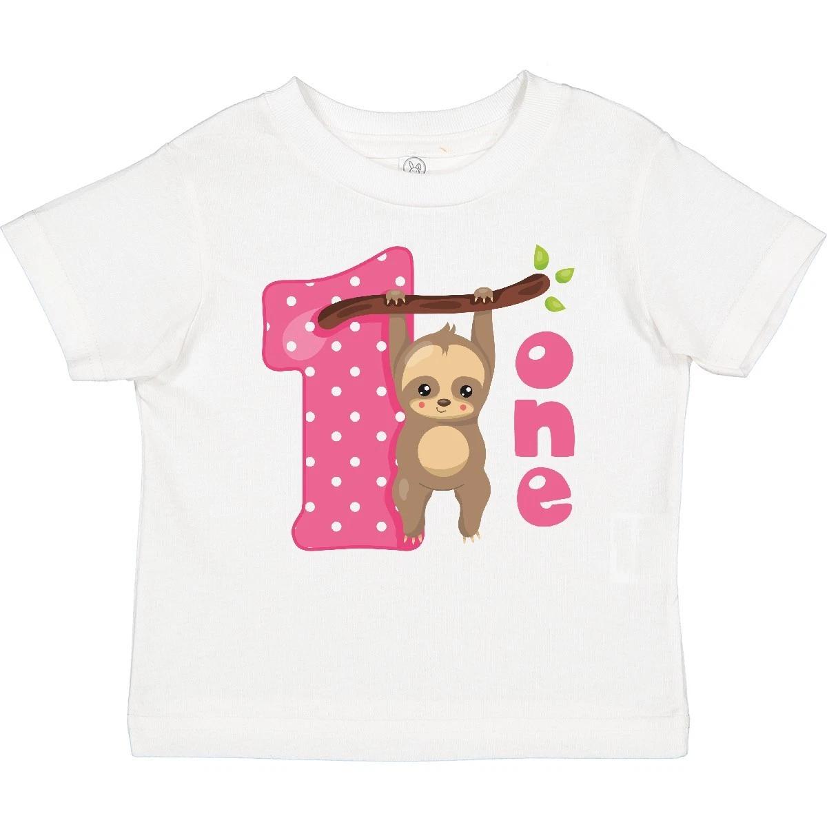 Inktastic Pink Sloth 1st Birthday Baby T-Shirt Lover Infant Tees Shower Clothing 160