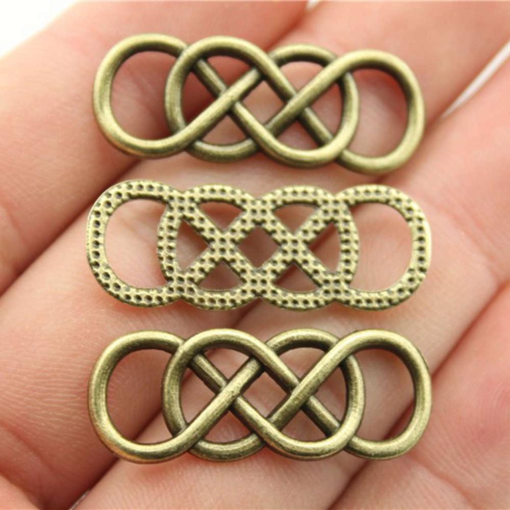 10pcs Infinity Connector Charms For Bracelet Making Vintage Antique Bronze Color