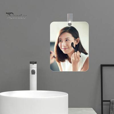 Specchio da bagno appeso con gancio adesivo anti-appannamento trasparente rettangolare infrangibile da viaggio portatile per donne, trucco, uomini, rasatura, specchio da toeletta portatile