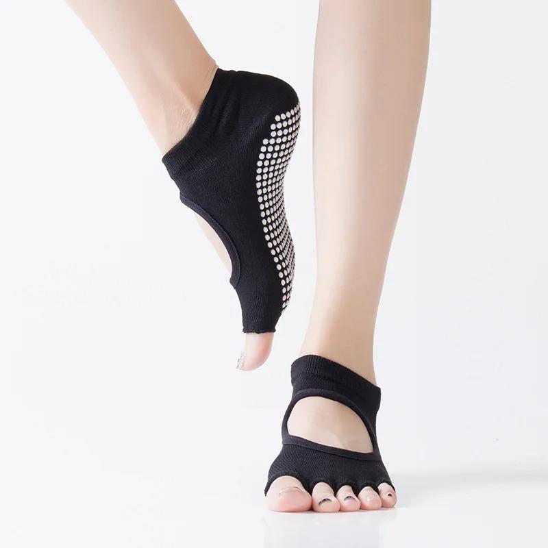 

Women Five Backless Socks Non Slip Fitness Yoga Socks Ladies Breathable Sports Ballet Dance Slippers Gym one size