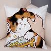 Cute Cartoon Cat Cushion Cover Decor Funny Lovely Pet Animal Print Pillowcase for Sofa Home Car Soft Plush Pillow Case xcm