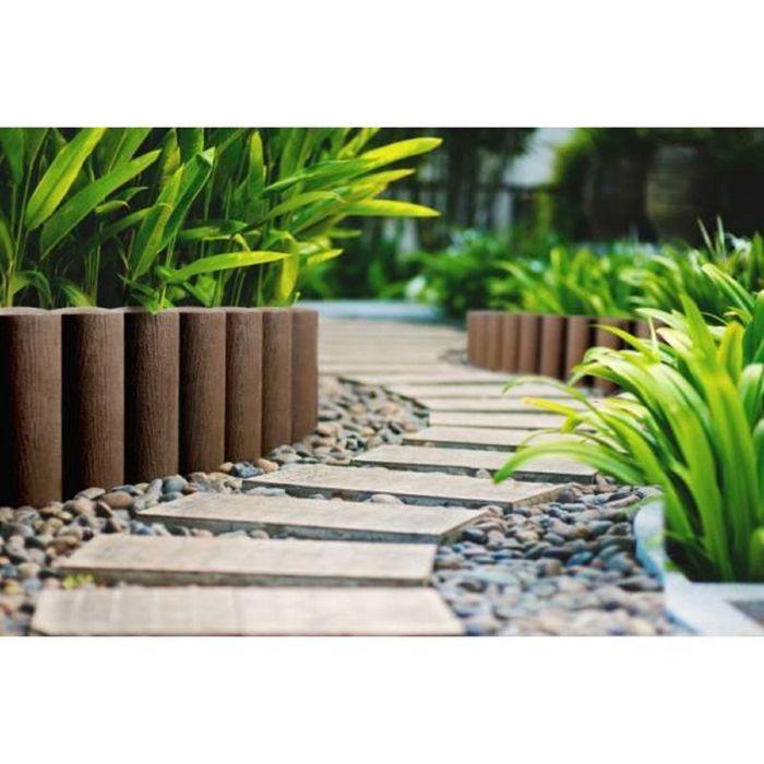 Borde de Jardín - ICH-ZAPFE.DE - 23cm x 25,5 cm - Plástico marrón - Elegante y fácil de instalar marrón