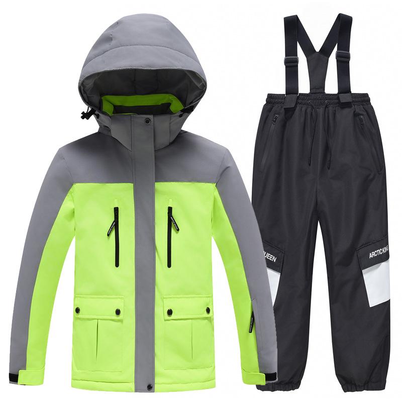 

Kids Waterproof Ski Suit: Warm, Thickened Winter Snowboard Wear for Boys & Girls XXL