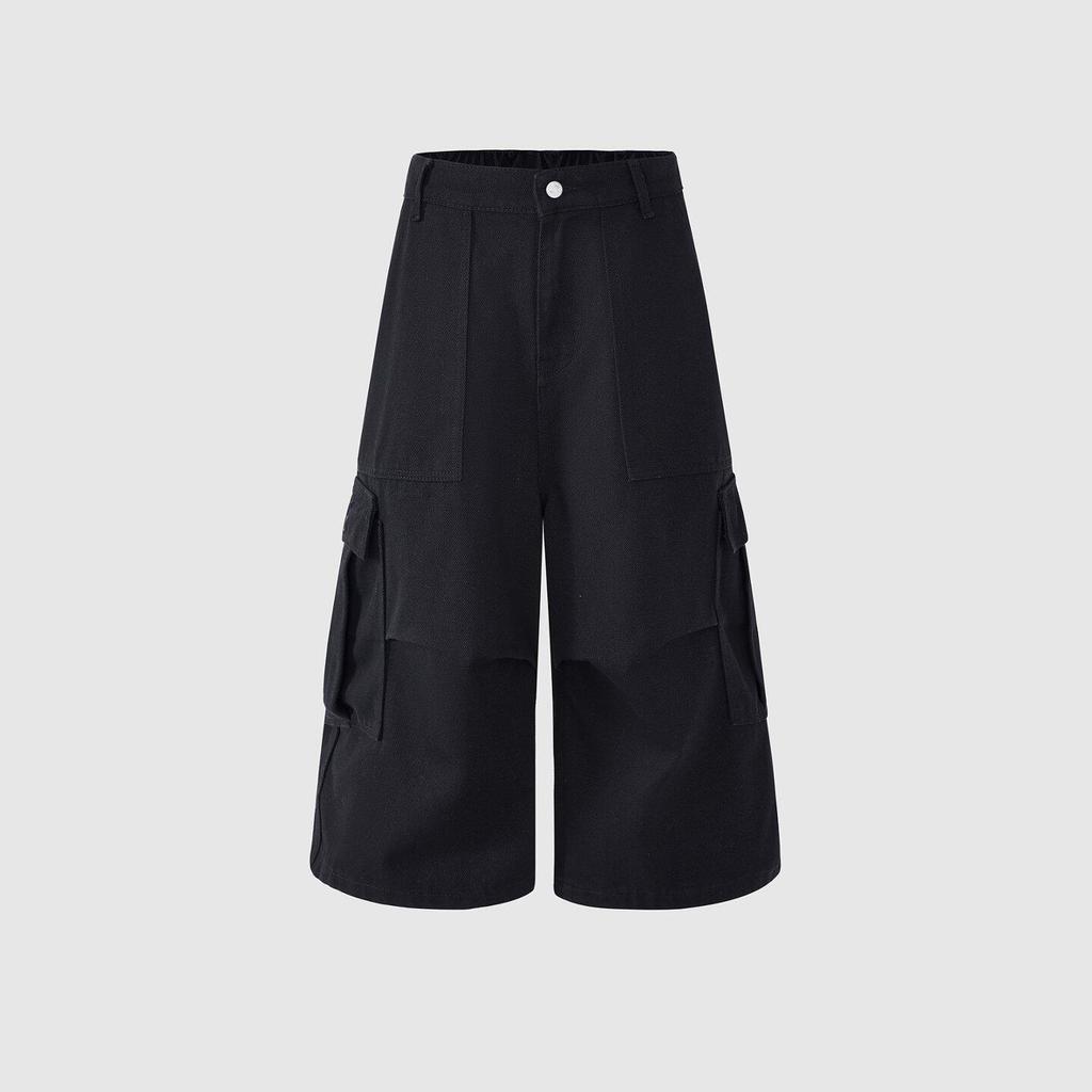 JOYZONE summer American retro tooling multi-pocket shorts pure cotton men's and women's loose wide-leg cropped pants trendy brand